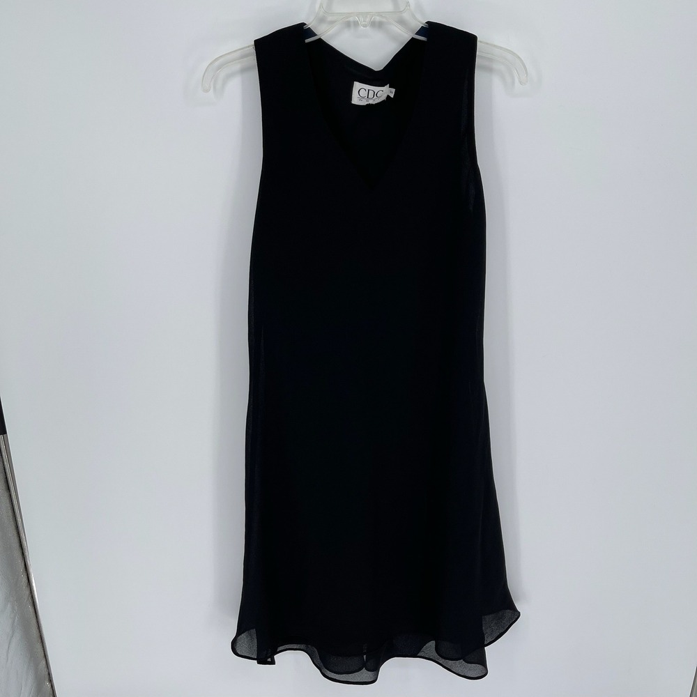 CDC‎ Wear Vintage Women's Black Sleeveless V-Neck Sheath Dress Size 10